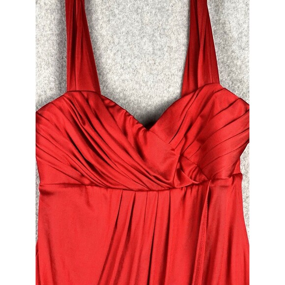 Alexia Admor Midi Dress Womens Large Red Wrap Bodice Empire Waist Made in USA - Picture 6 of 16